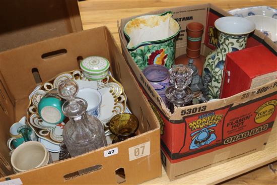 Two boxes of assorted ceramics and glassware